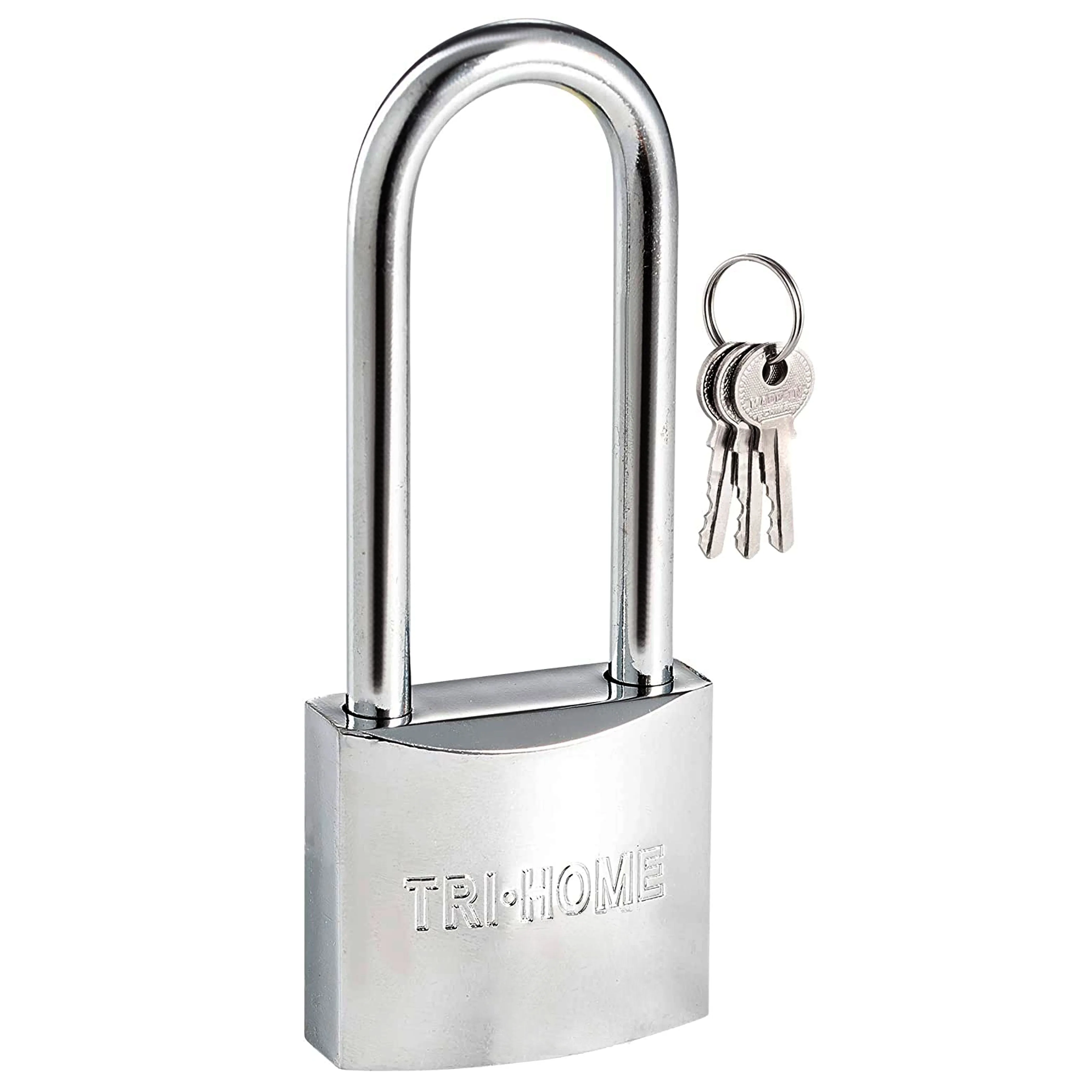 6 Pk Chrome Long Shackle Padlocks 1.5" Brass Locks Keyed 3 Keys 40mm Heavy Duty