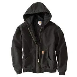 Active Quilted Flannel-Lined Jacket With Hood, Black, XL