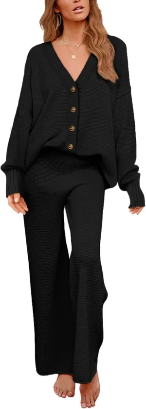 AGSEEM 2 Piece Outfits for Women Sweater Tops and Pants Loungewear Jogger Sets Tracksuit