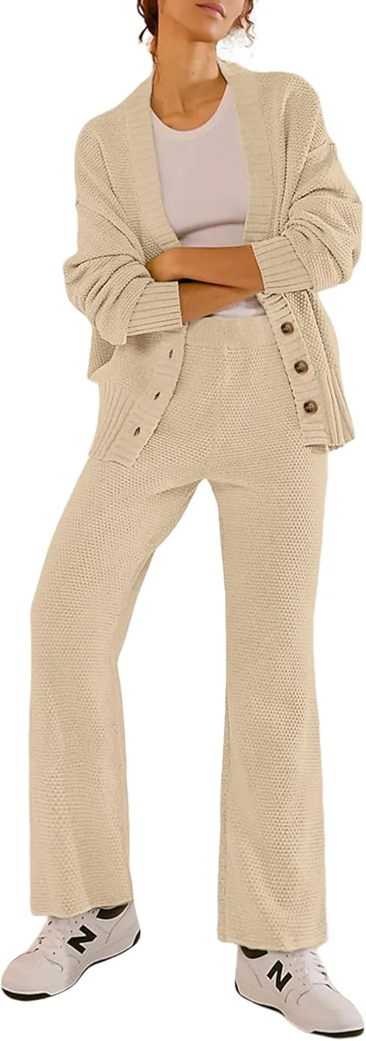 AGSEEM 2 Piece Outfits for Women Sweater Tops and Pants Loungewear Jogger Sets Tracksuit