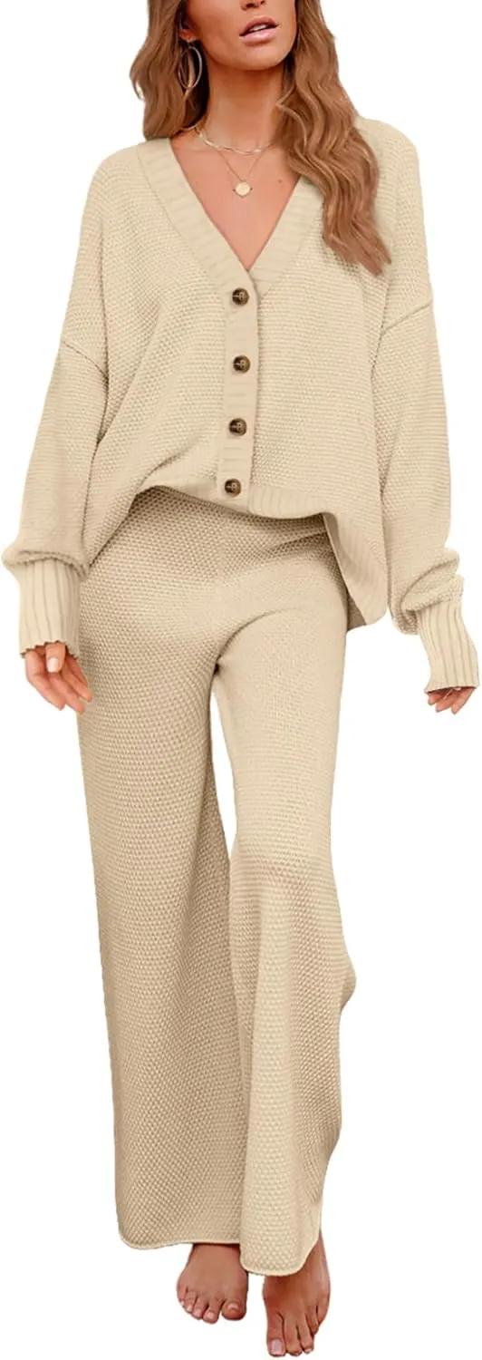 AGSEEM 2 Piece Outfits for Women Sweater Tops and Pants Loungewear Jogger Sets Tracksuit