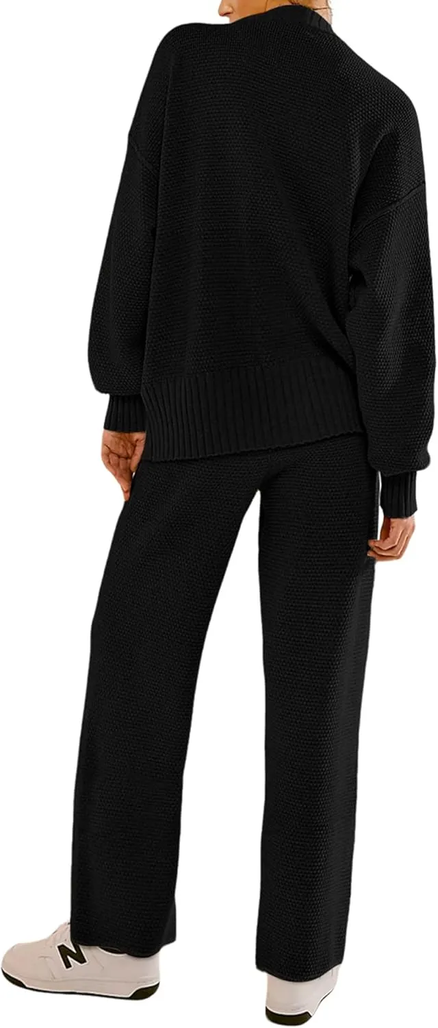 AGSEEM 2 Piece Outfits for Women Sweater Tops and Pants Loungewear Jogger Sets Tracksuit