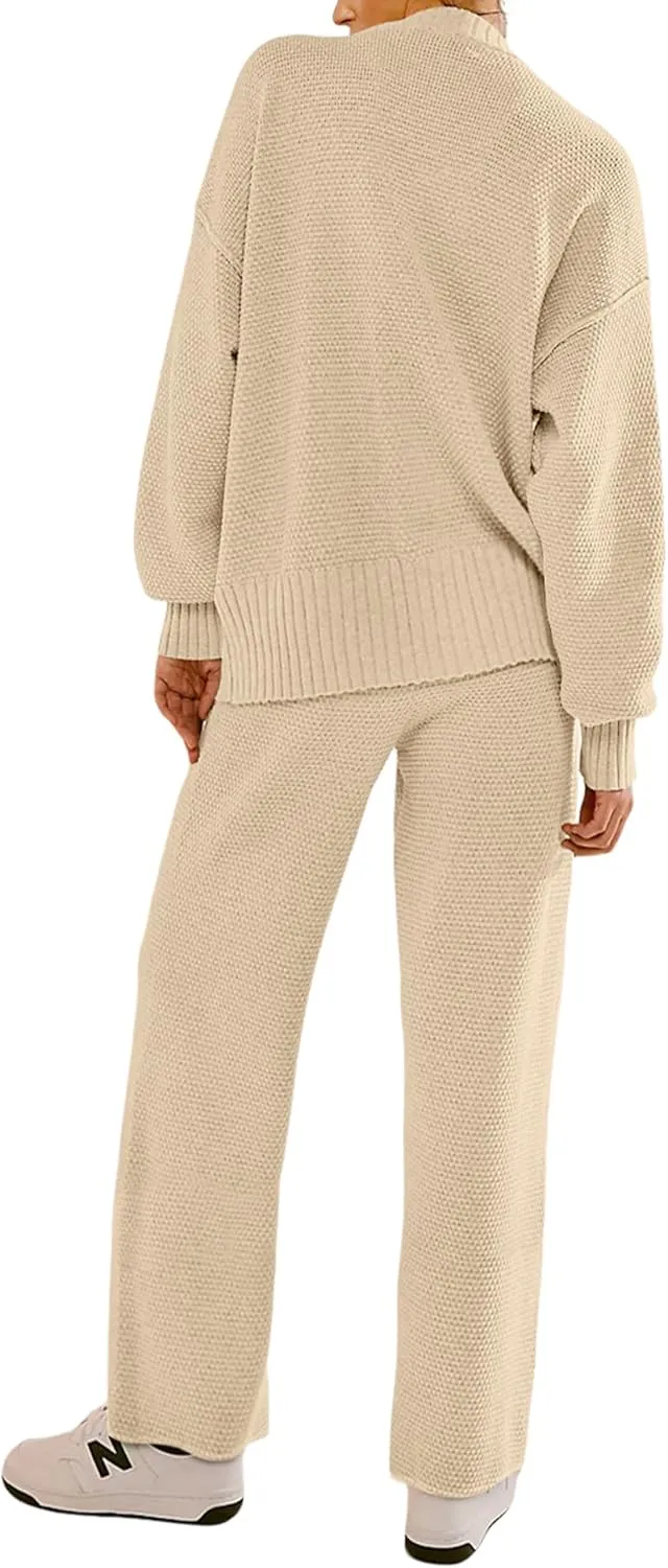 AGSEEM 2 Piece Outfits for Women Sweater Tops and Pants Loungewear Jogger Sets Tracksuit