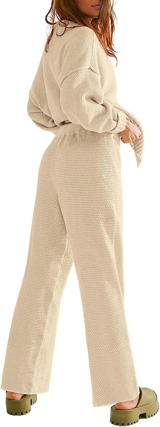 AGSEEM 2 Piece Outfits for Women Sweater Tops and Pants Loungewear Jogger Sets Tracksuit