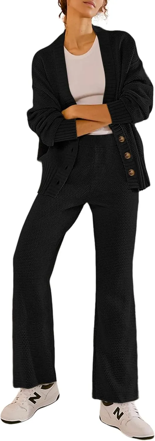 AGSEEM 2 Piece Outfits for Women Sweater Tops and Pants Loungewear Jogger Sets Tracksuit