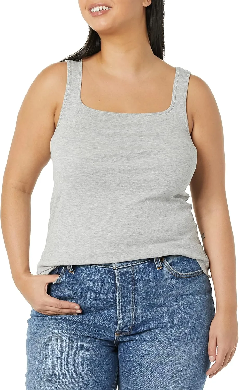 Amazon Essentials Women's Slim Fit Square Neck Tank, Pack of 2