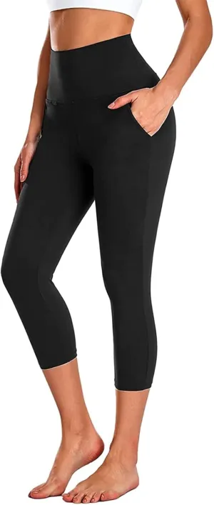 Aoliks Leggings with Pockets for Women - High Waist Tummy Control Yoga Pants Running Gym Workout Dance Pants