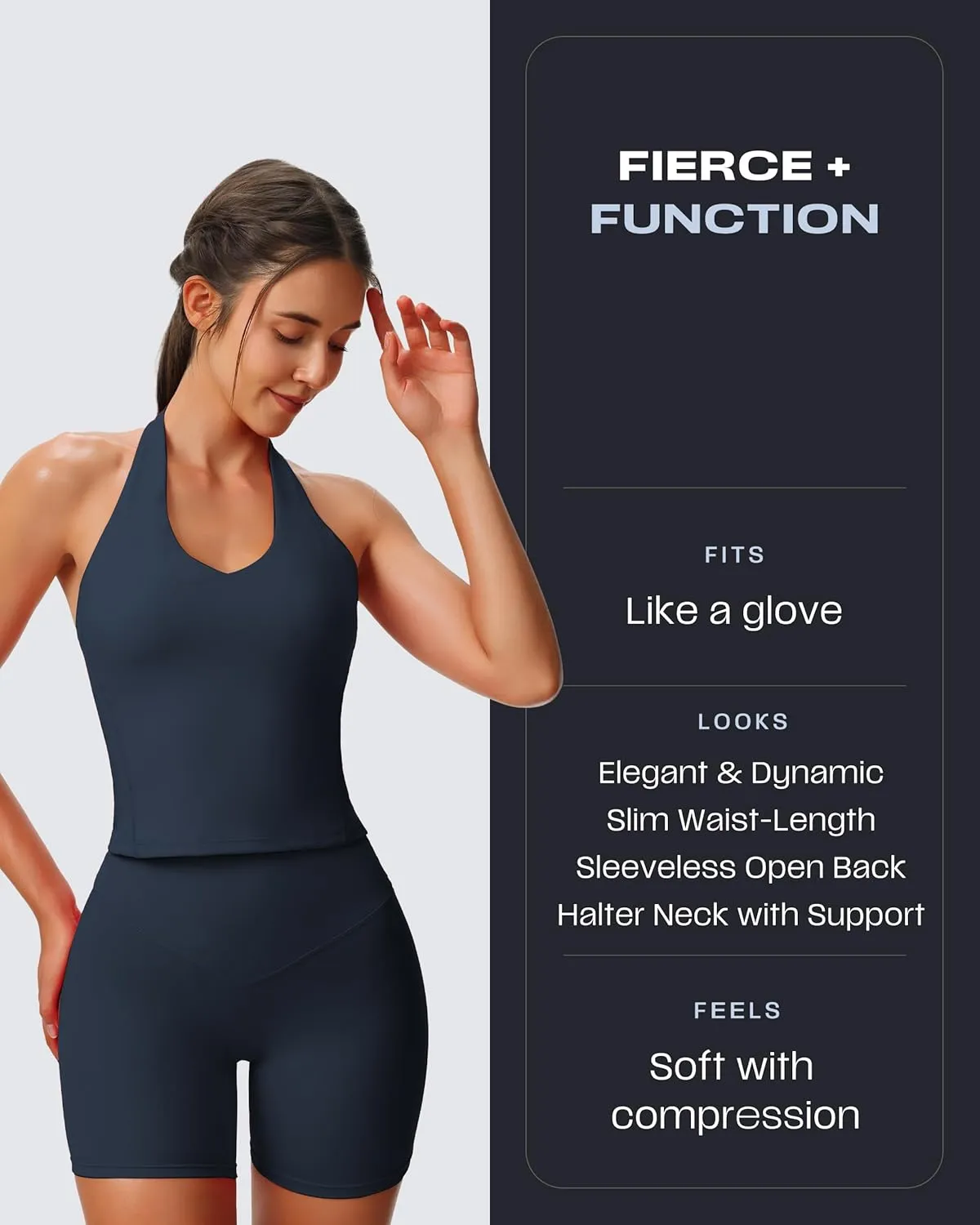 Aoxjox Women's Sleeveless Neck Tank Tops Workout Athletics Gym Yoga Curve Longline Hailey Halter Crop Top