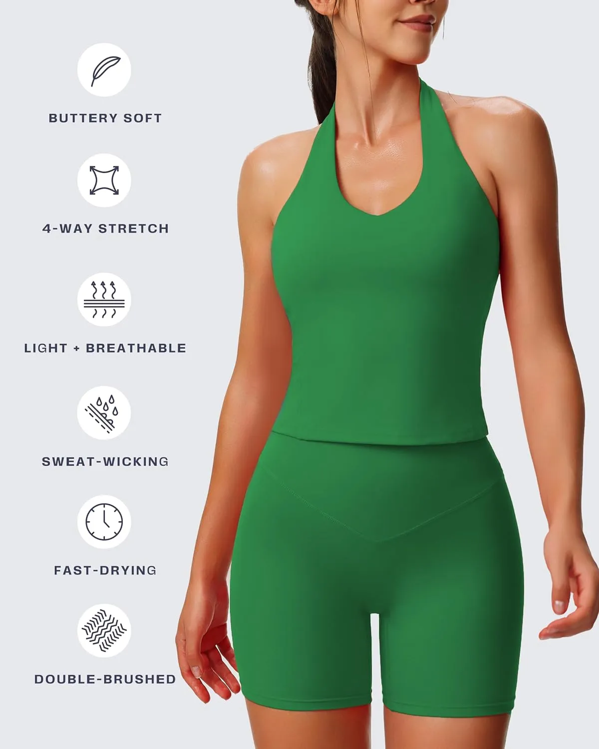 Aoxjox Women's Sleeveless Neck Tank Tops Workout Athletics Gym Yoga Curve Longline Hailey Halter Crop Top
