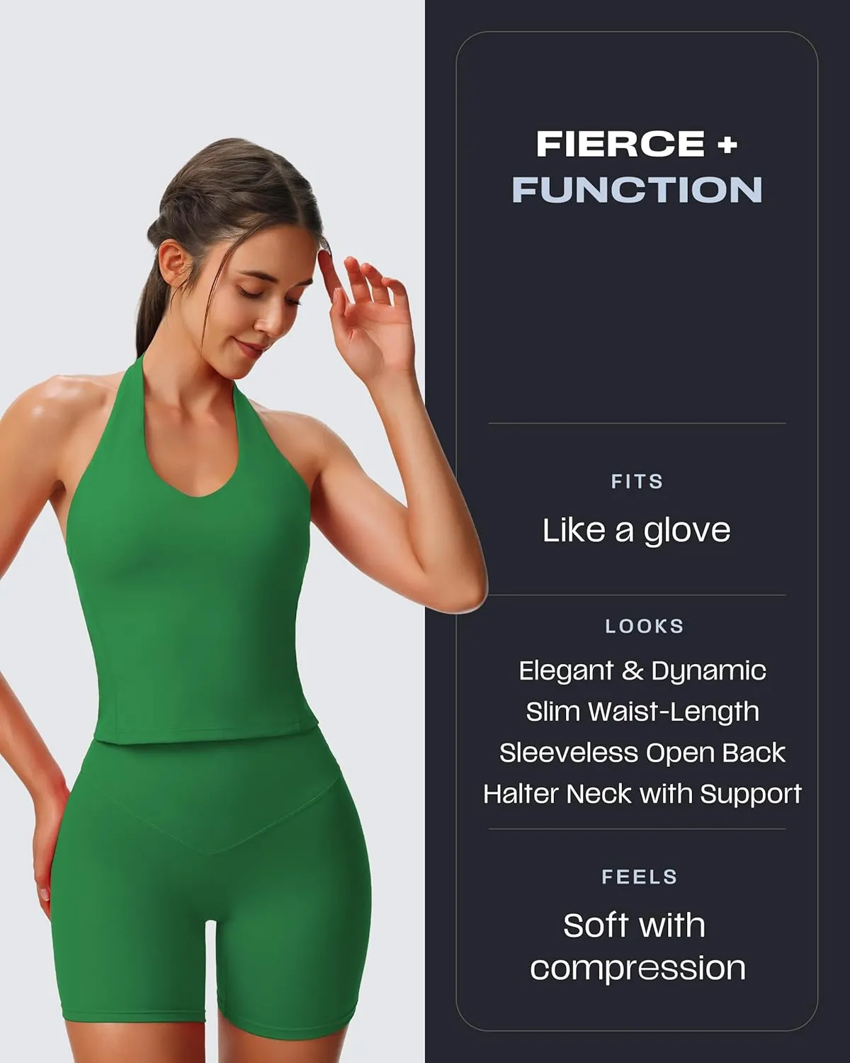 Aoxjox Women's Sleeveless Neck Tank Tops Workout Athletics Gym Yoga Curve Longline Hailey Halter Crop Top