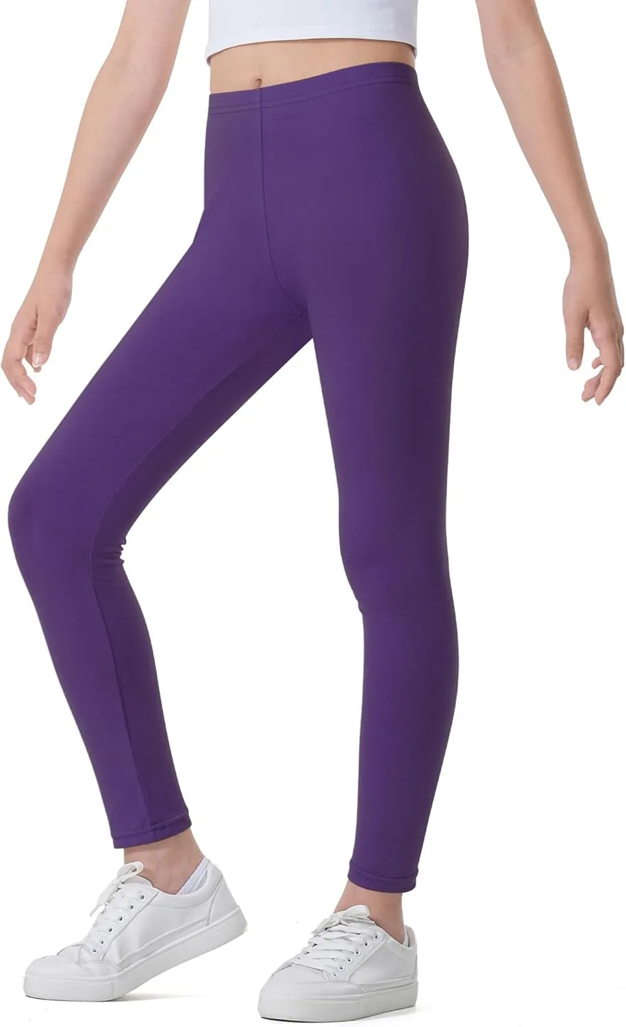 Auranso Kids Girls Leggings Full Length Cotton Tights Pants 4-14 Years