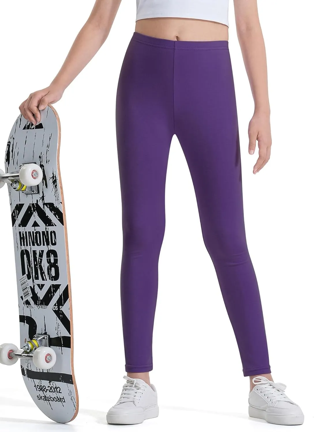 Auranso Kids Girls Leggings Full Length Cotton Tights Pants 4-14 Years