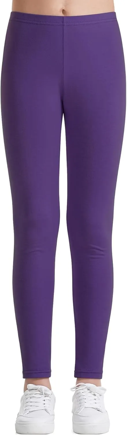 Auranso Kids Girls Leggings Full Length Cotton Tights Pants 4-14 Years