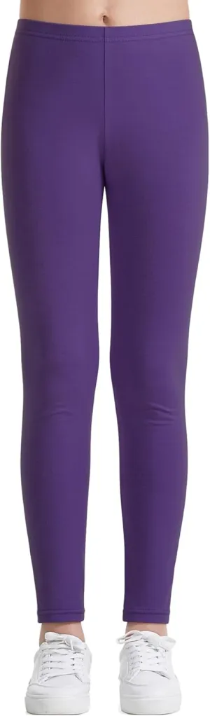 Auranso Kids Girls Leggings Full Length Cotton Tights Pants 4-14 Years