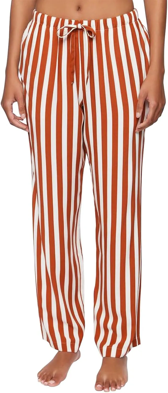 Awoscut Womens Wide Leg Striped Plaid Pants Casual Work Office Trouser High Waist Long Trousers Sweatpants Bottom Streetwear