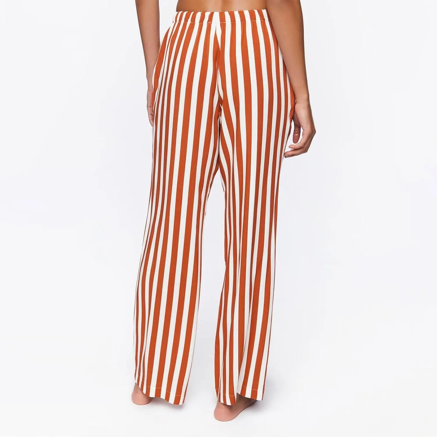 Awoscut Womens Wide Leg Striped Plaid Pants Casual Work Office Trouser High Waist Long Trousers Sweatpants Bottom Streetwear