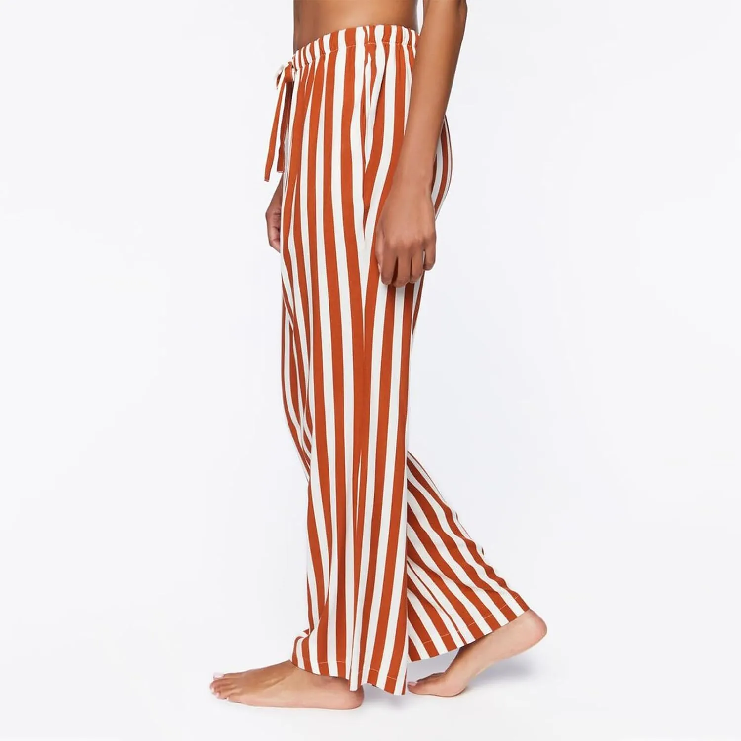 Awoscut Womens Wide Leg Striped Plaid Pants Casual Work Office Trouser High Waist Long Trousers Sweatpants Bottom Streetwear