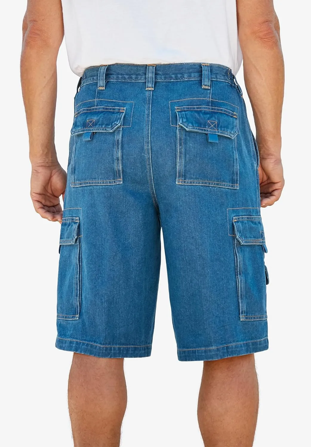Boulder Creek by Kingsize Men's Big & Tall 12" Side Elastic Denim Cargo Shorts