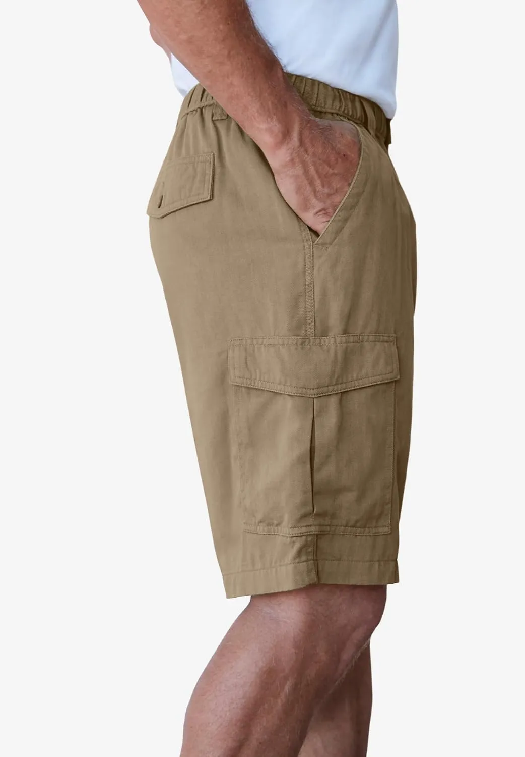 Boulder Creek by Kingsize Men's Big & Tall Renegade 9" Full Elastic Waist Cargo Shorts