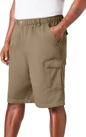 Boulder Creek by Kingsize Men's Big & Tall Renegade 9" Full Elastic Waist Cargo Shorts