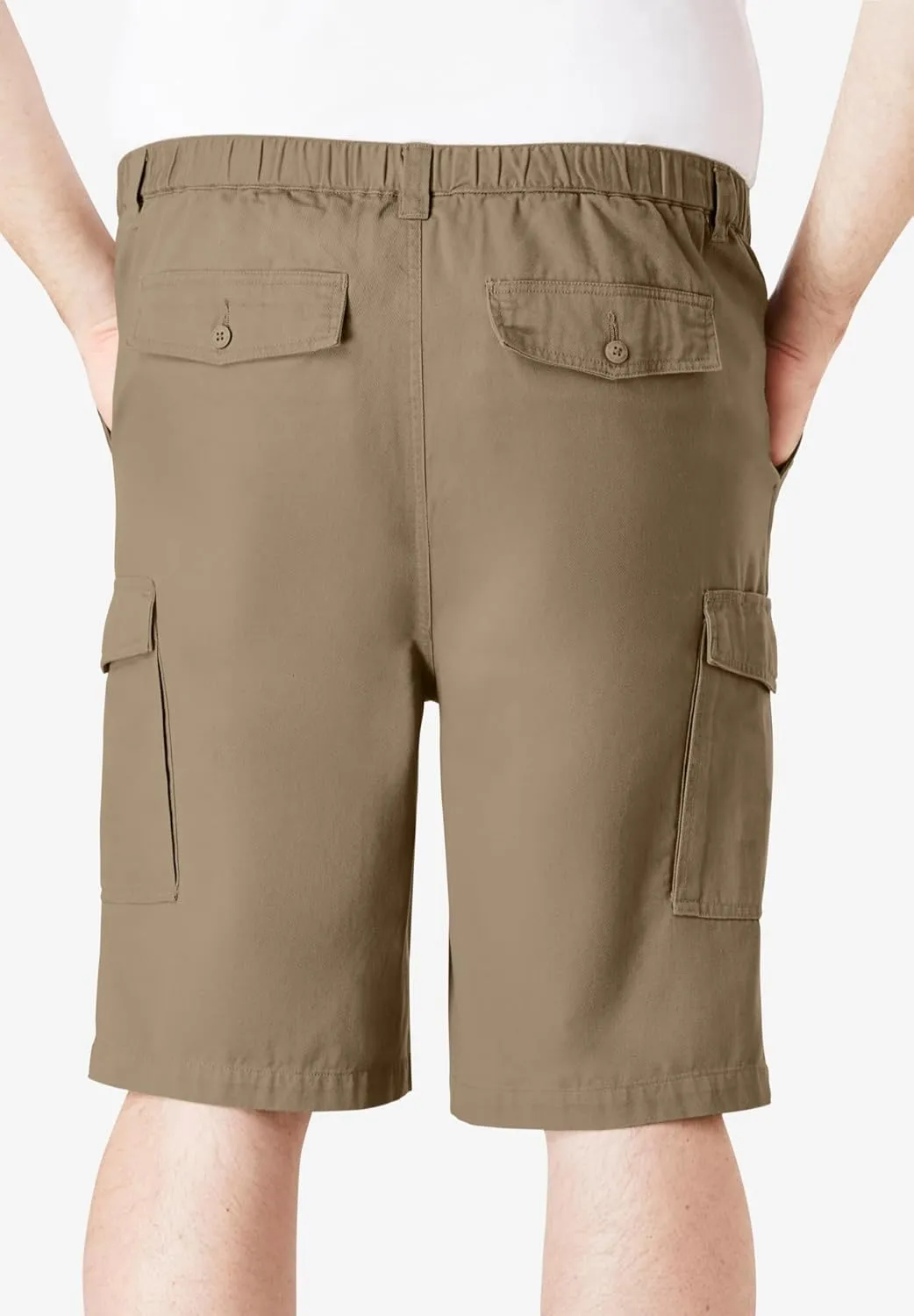 Boulder Creek by Kingsize Men's Big & Tall Renegade 9" Full Elastic Waist Cargo Shorts