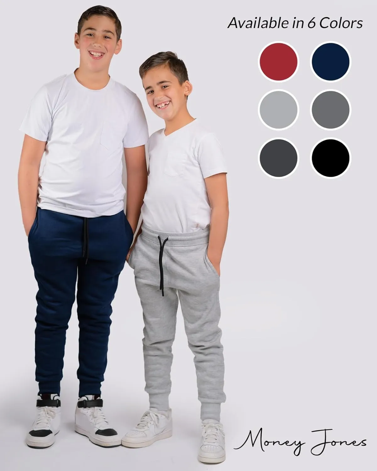 Boys Sweatpants 3Pack - Fleece Joggers, Drawstring & Pockets, Slim Fit - Order 1 Size Up for Relax Fit