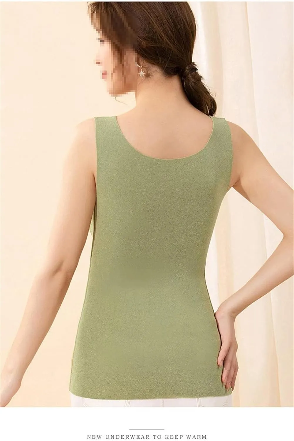 Built In Bra Padded Tank Tops for Women Winter Thermal Removable Pad V Neck Vest Slim Fit Undershirt