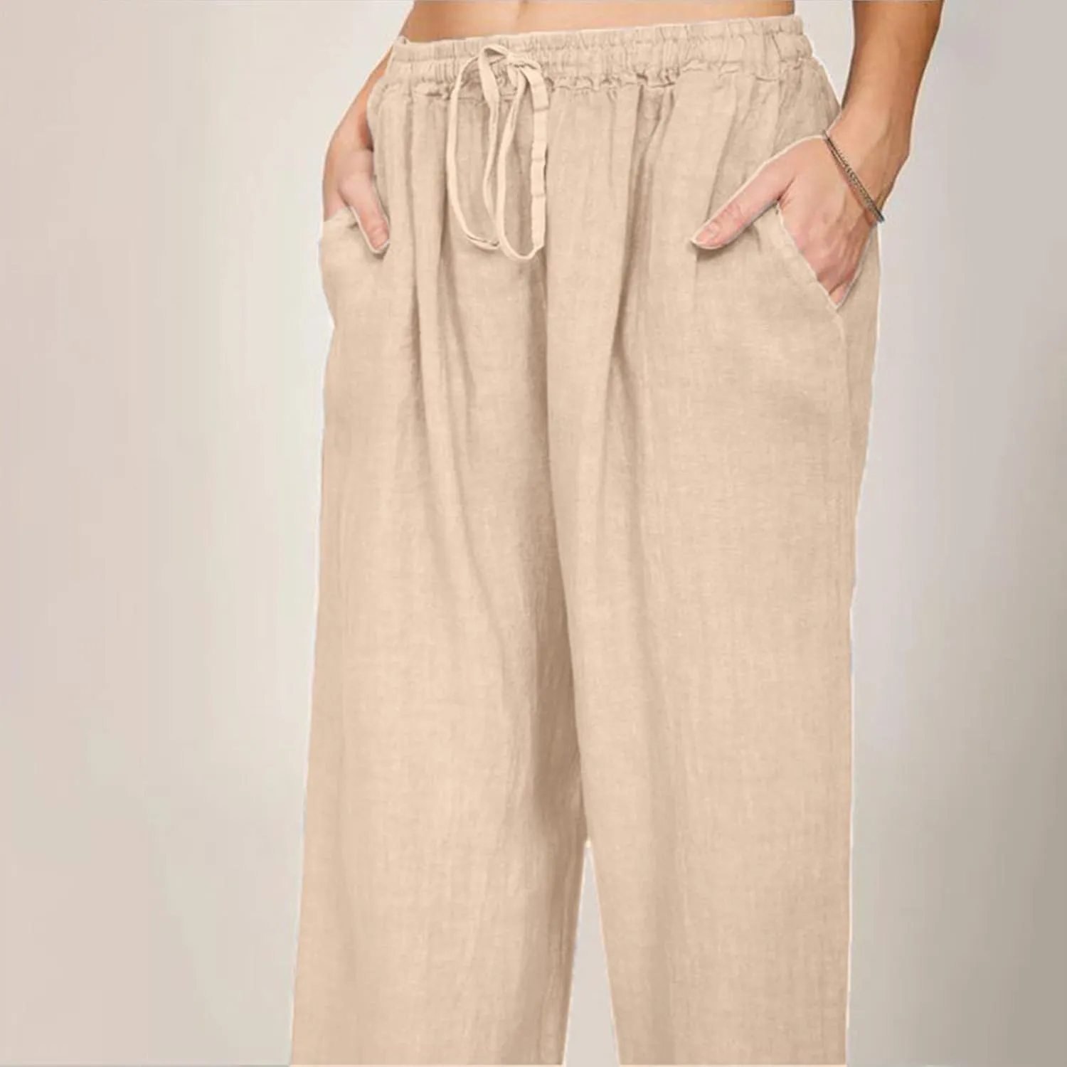 Business Casual Pants For Women Petite Lounge Long Workout Summer 2024 Trouser Wide Leg Pull On Linen Sweatpants