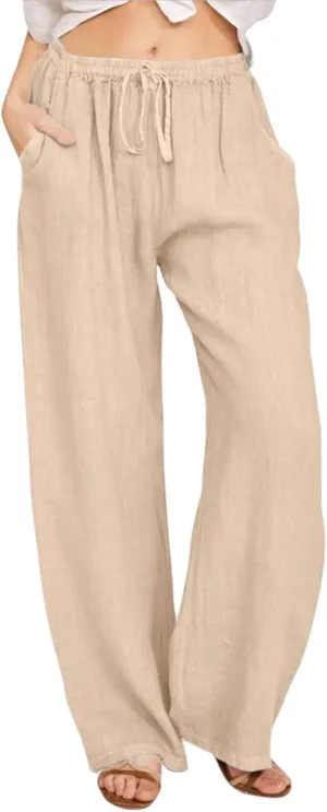 Business Casual Pants For Women Petite Lounge Long Workout Summer 2024 Trouser Wide Leg Pull On Linen Sweatpants