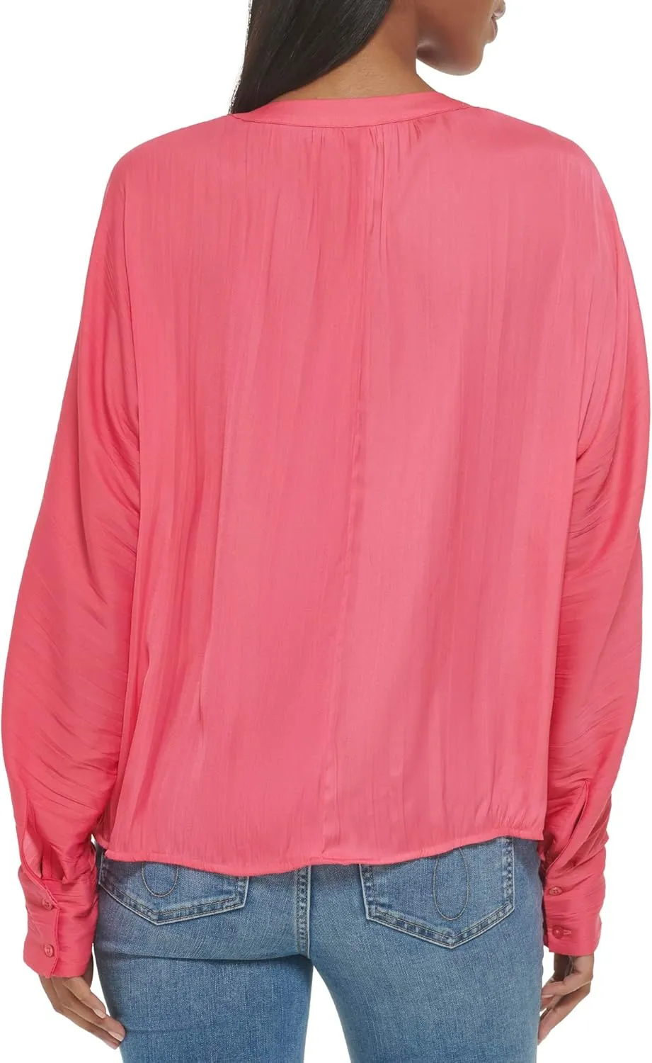 Calvin Klein Women's Blouse Wide Cuff Sherred Front
