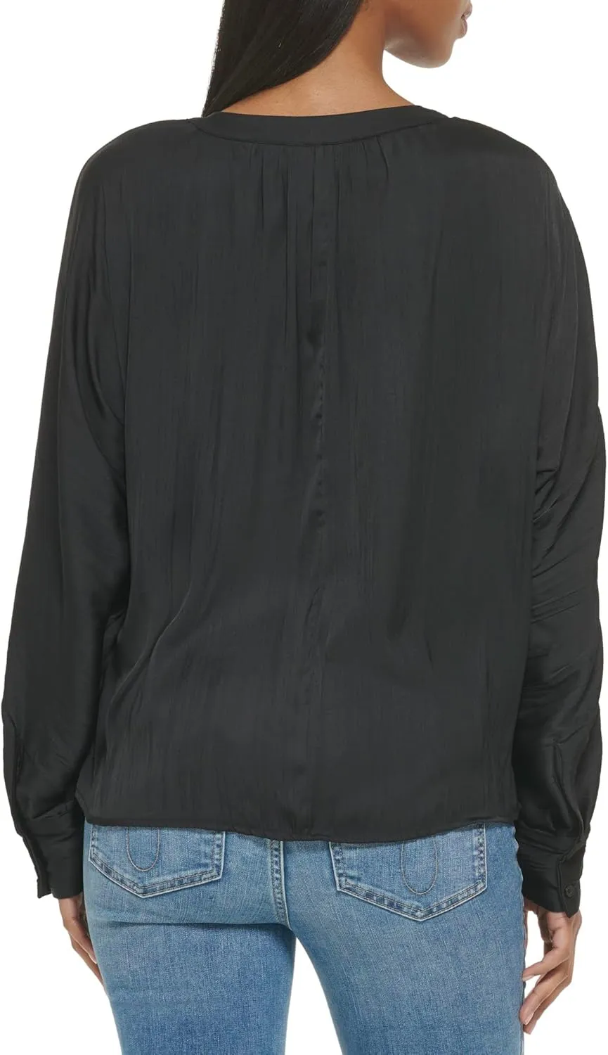 Calvin Klein Women's Blouse Wide Cuff Sherred Front