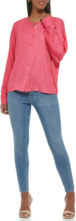 Calvin Klein Women's Blouse Wide Cuff Sherred Front
