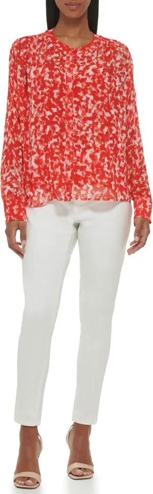 Calvin Klein Women's Button Up Long Sleeve Printed