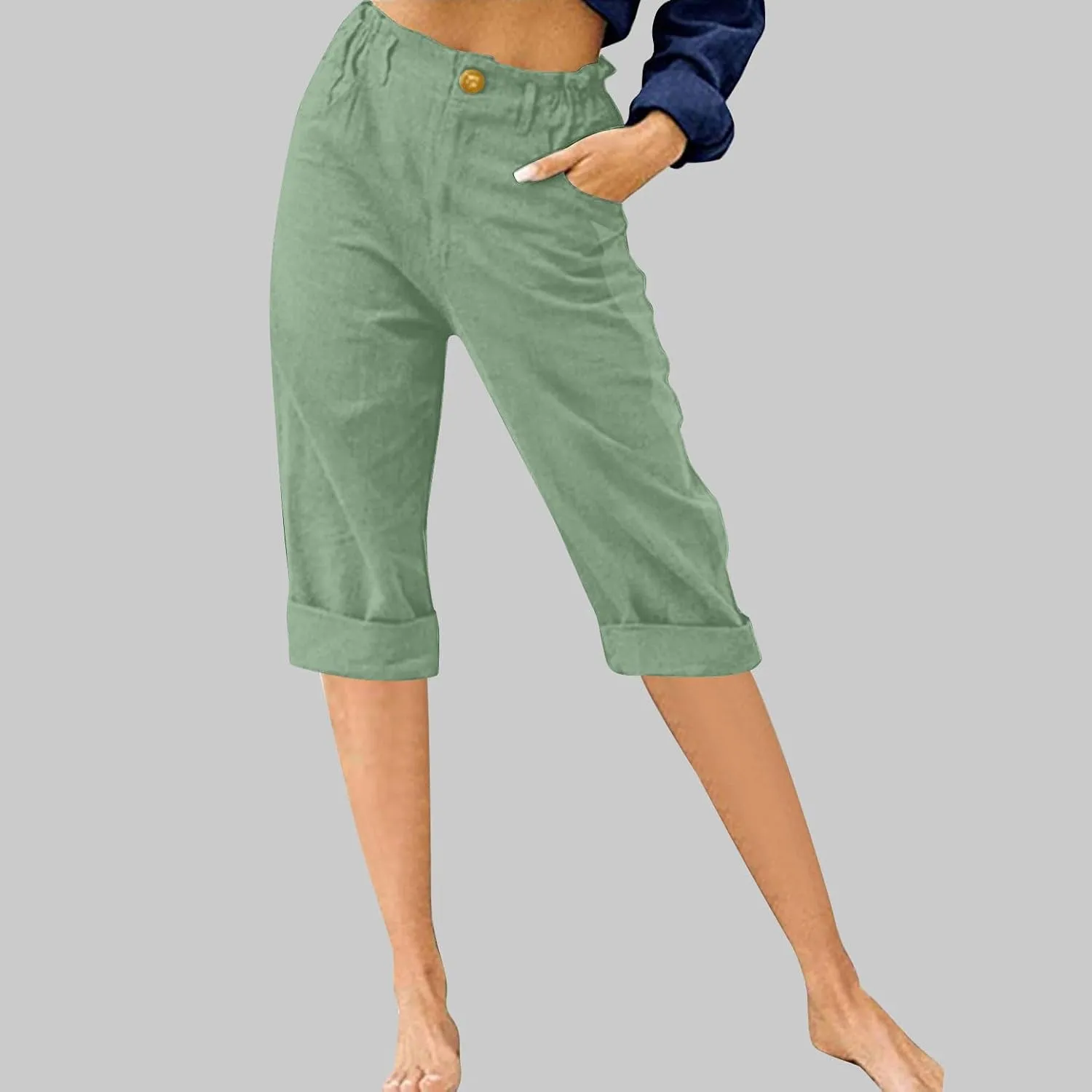 Capri Pants for Women 2024 Casual Summer High Waist Straight Leg Lounge Pant Resort Wear Beach Cropped Trousers