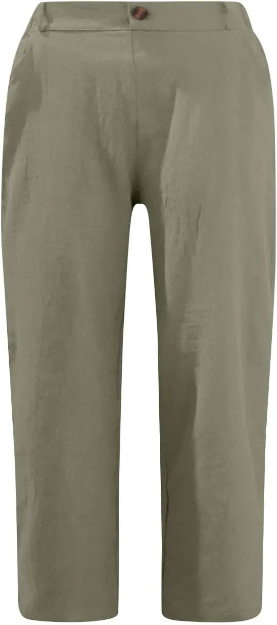 Capri Pants for Women 2024 Casual Summer High Waist Straight Leg Lounge Pant Resort Wear Beach Cropped Trousers