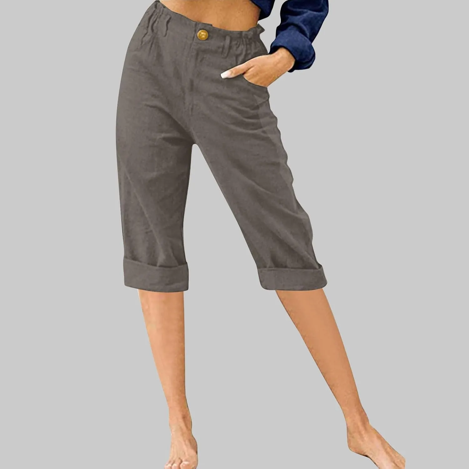 Capri Pants for Women 2024 Casual Summer High Waist Straight Leg Lounge Pant Resort Wear Beach Cropped Trousers
