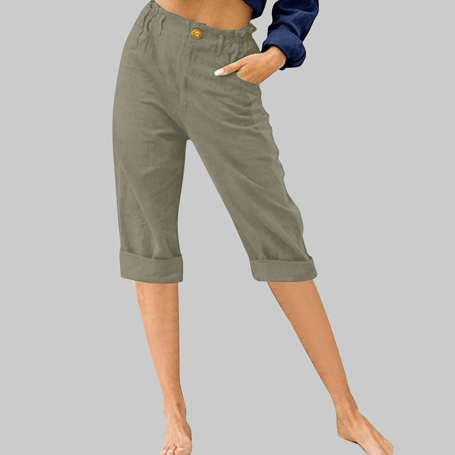 Capri Pants for Women 2024 Casual Summer High Waist Straight Leg Lounge Pant Resort Wear Beach Cropped Trousers