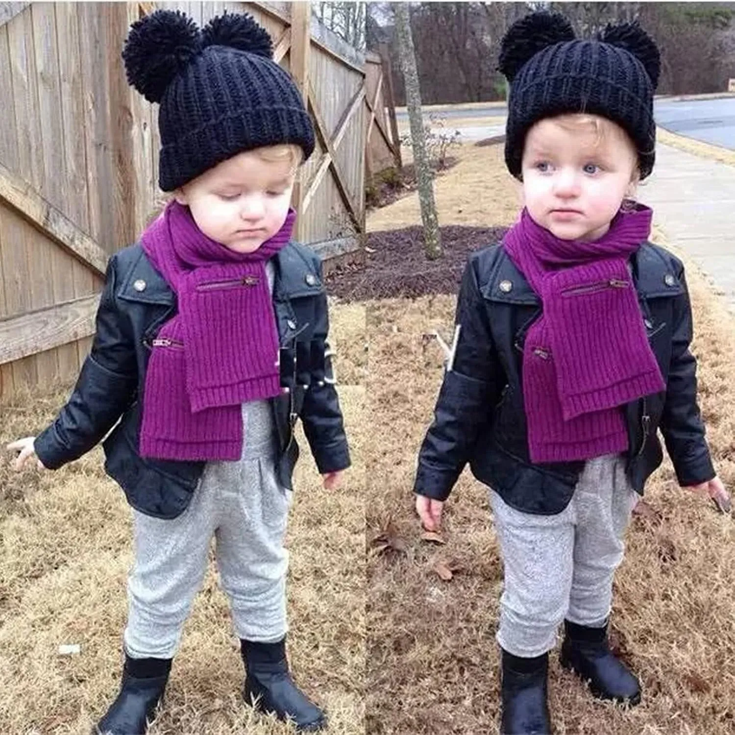 Children's Jacket Girl Boy Motorcycle Jacket Kid Outwear Solid Color Zipper Crop Coat Winter Coat Leather Windbreaker