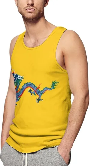 Chinese Empire Under The Qing Dynasty Flag Mens Tank Top Undershirt Sleeveless Gym Vest Workout T-Shirts