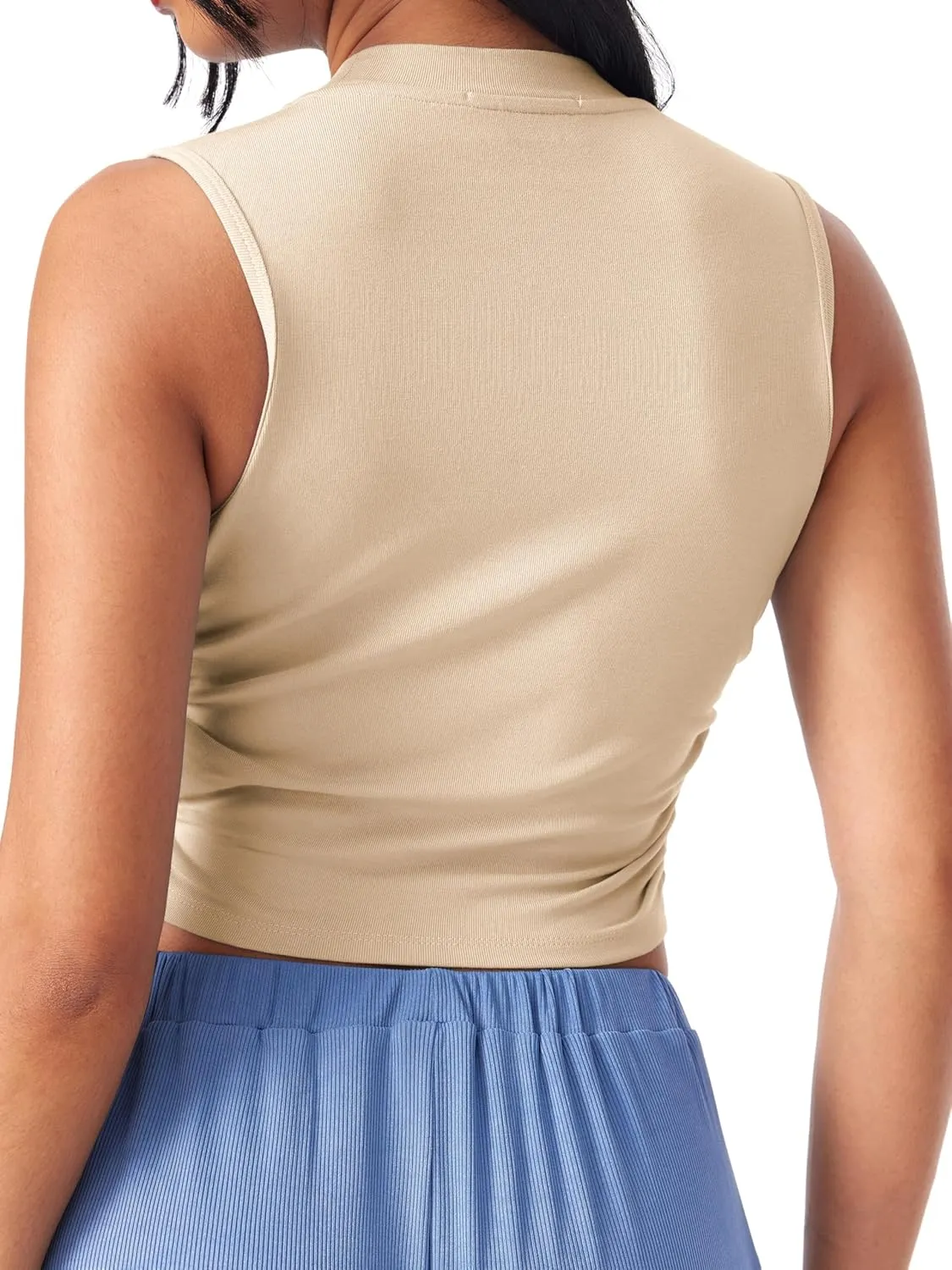 CIDER Crop Tops for Women Mimi Cuttrell Basic Sleeveless Ruched Going Out Summer Casual Ribbed Tank Top