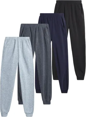 Coney Island Boys Sweatpants - 4 Pack Athletic Performance Soft Fleece Active Joggers for Boys with Side Pockets (Size: 4-16)