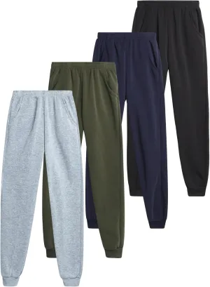 Coney Island Boys Sweatpants - 4 Pack Athletic Performance Soft Fleece Active Joggers for Boys with Side Pockets (Size: 4-16)