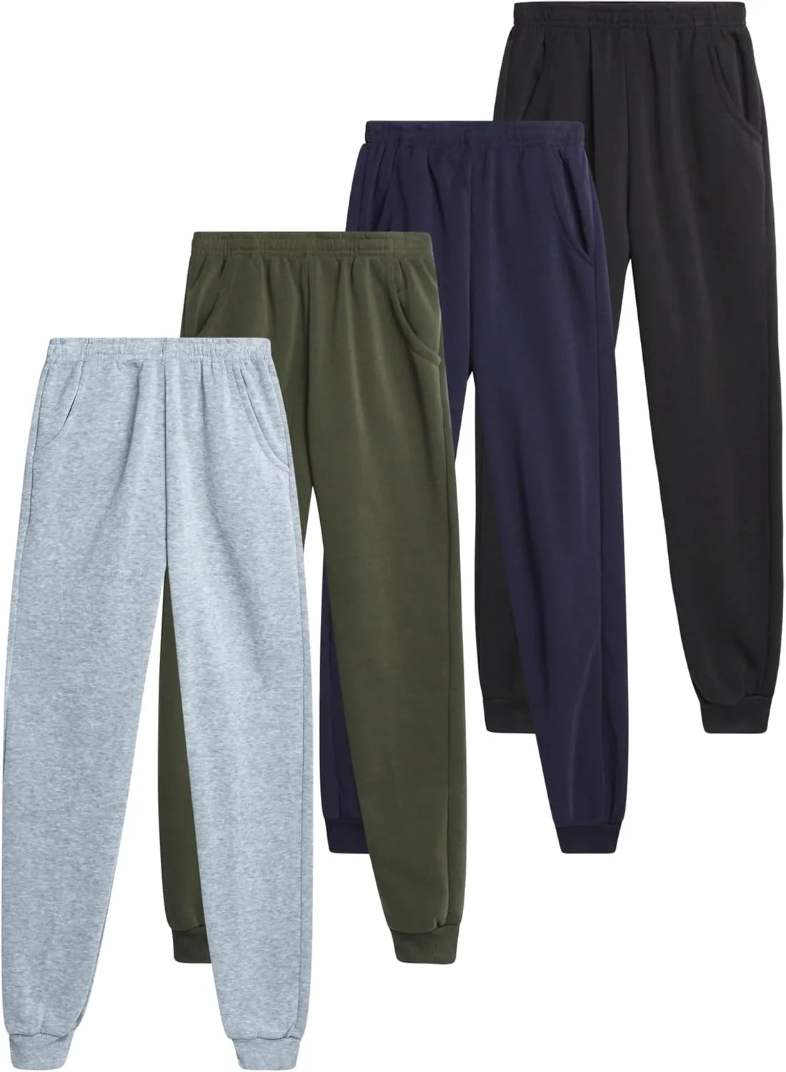 Coney Island Boys Sweatpants - 4 Pack Athletic Performance Soft Fleece Active Joggers for Boys with Side Pockets (Size: 4-16)