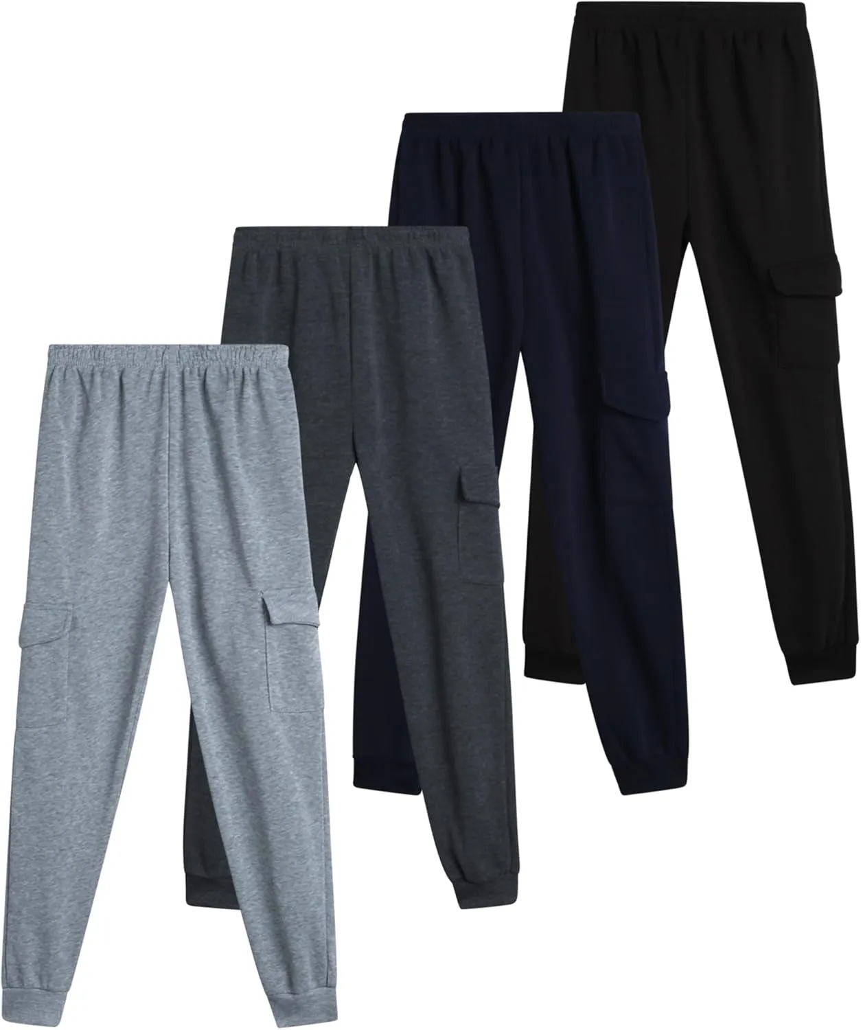 Coney Island Boys Sweatpants - 4 Pack Athletic Performance Soft Fleece Active Joggers for Boys with Side Pockets (Size: 4-16)