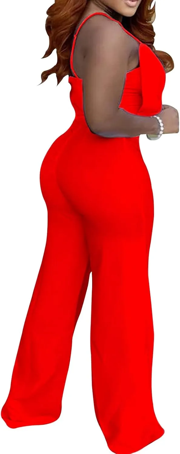 CuteCherry Women's Jumpsuits Elegant Sleeveless Sexy Straight Long Pants Business Rompers In Summer