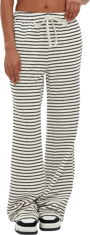 Darong Womens Wide Leg Sweatpants Stripe Print Yoga Pants Comfy Lounge Baggy Drawstring Trousers with Pockets
