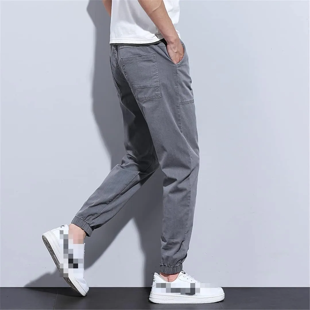 Deepsko Men's Jeans Jogging Harem Pants Cotton Ankle Ties Loose Harajuku Style Girdle