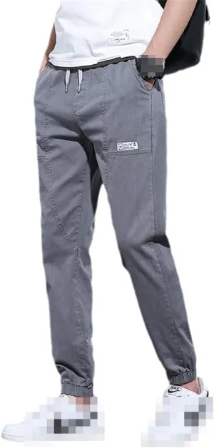 Deepsko Men's Jeans Jogging Harem Pants Cotton Ankle Ties Loose Harajuku Style Girdle