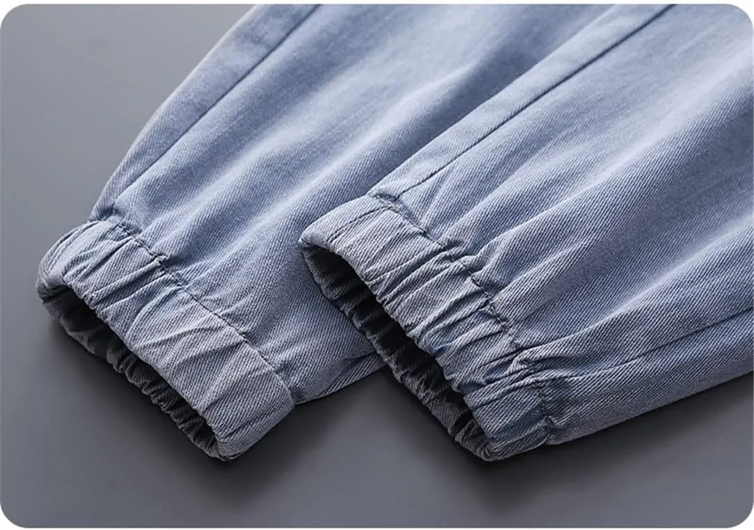 Deepsko Men's Jeans Jogging Harem Pants Cotton Ankle Ties Loose Harajuku Style Girdle