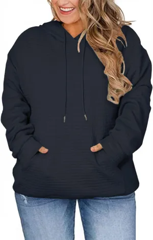 DOLNINE Plus Size Hoodies for Women Casual Long Sleeve Sweatshirts Drawstring Pullover Tops with Pocket